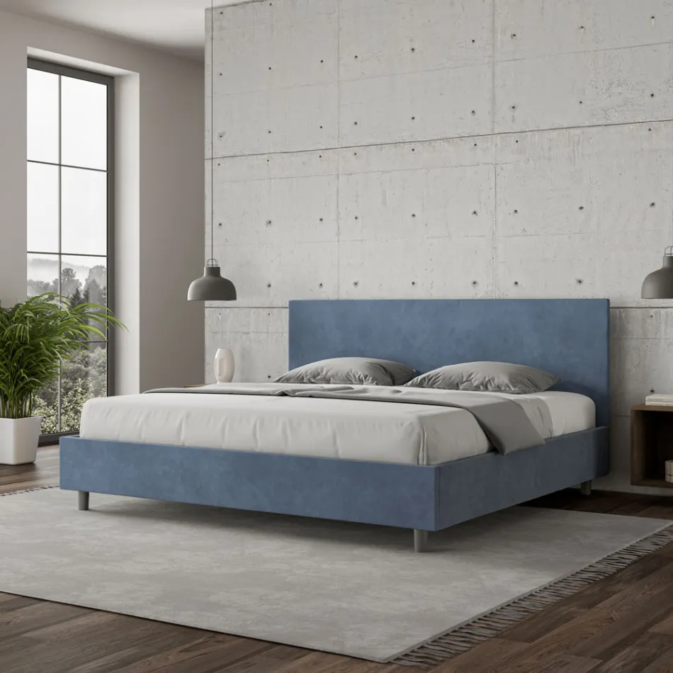 Letto Matrimoniale 180x200 cm con Testata in Microfibra Made in Italy - Pallone Viadurini