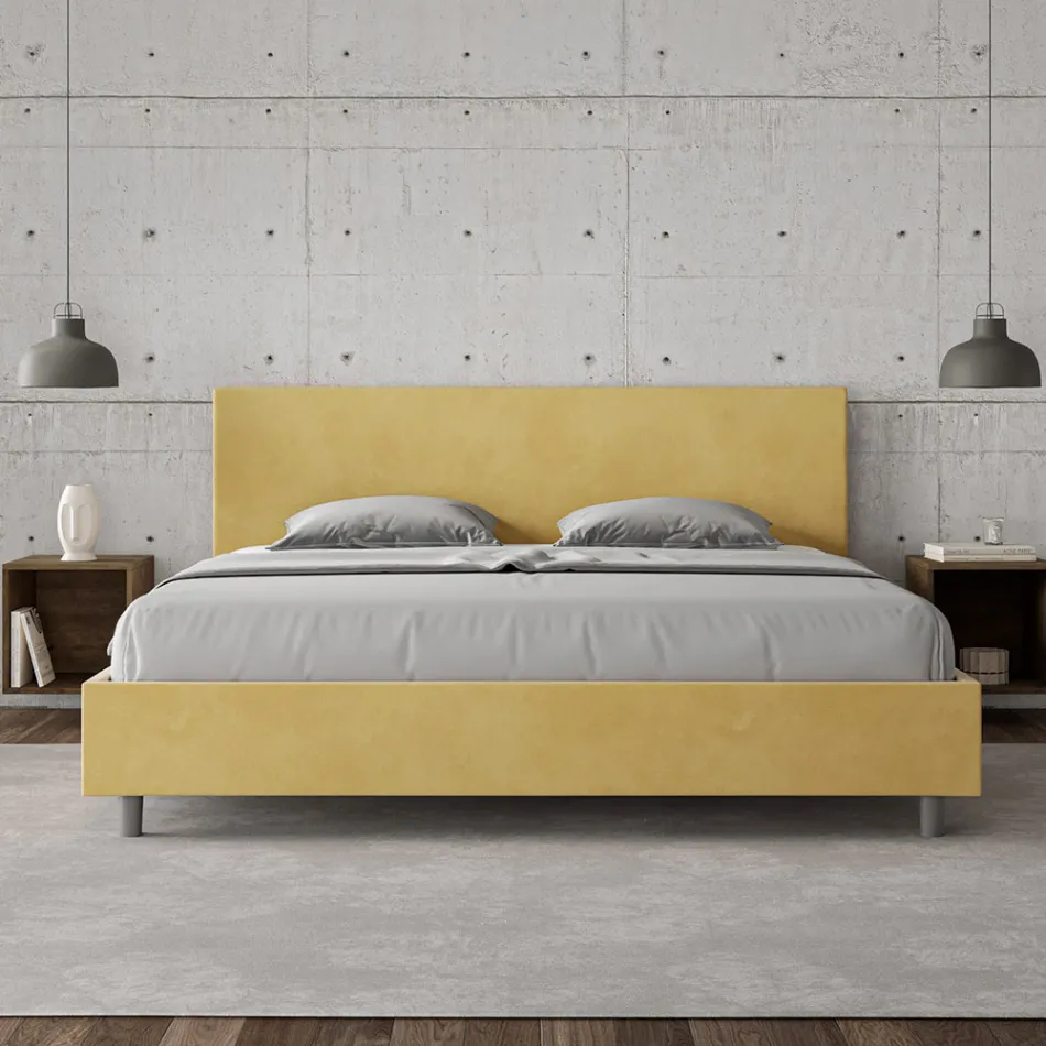 Letto Matrimoniale 180x200 cm con Testata in Microfibra Made in Italy - Pallone Viadurini