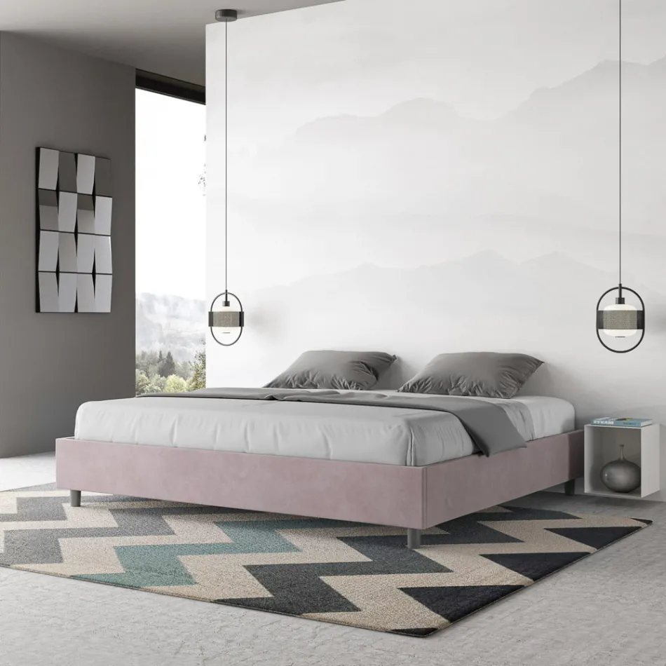 Letto Matrimoniale 180x200 cm Rivestito in Microfibra Made in Italy - Atleta Viadurini