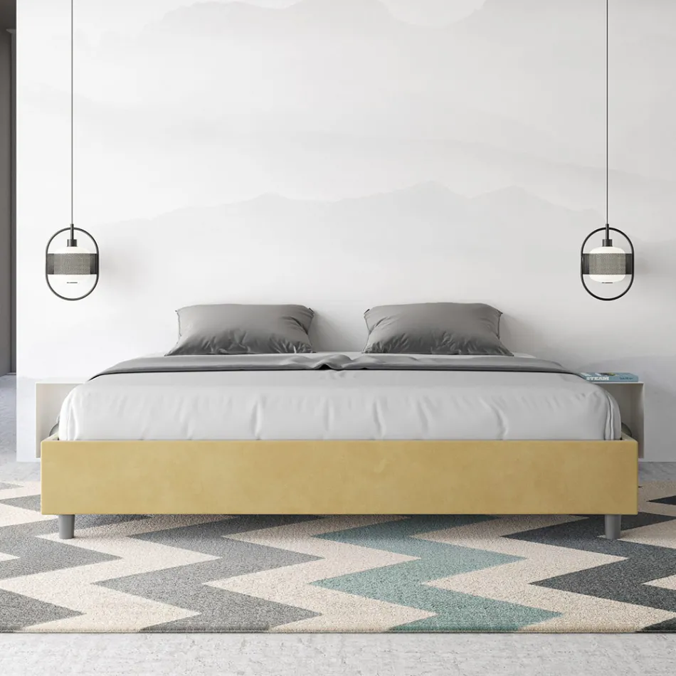 Letto Matrimoniale 180x200 cm Rivestito in Microfibra Made in Italy - Atleta Viadurini
