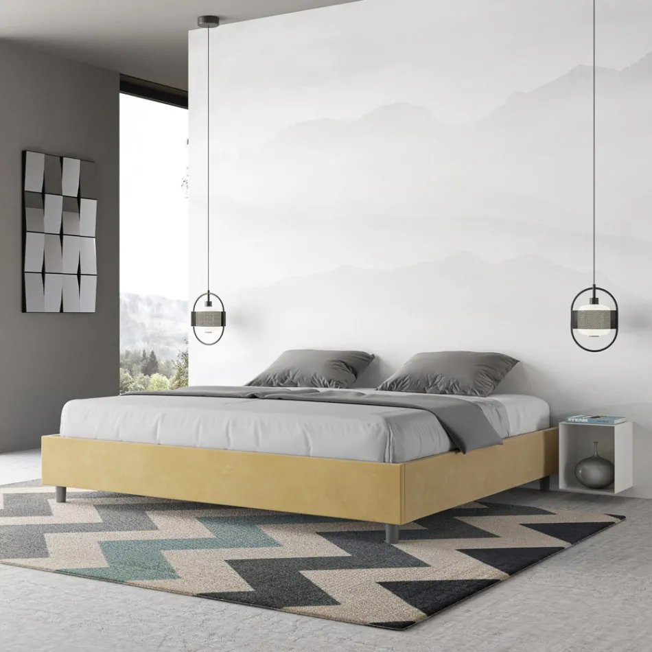 Letto Matrimoniale 180x200 cm Rivestito in Microfibra Made in Italy - Atleta Viadurini