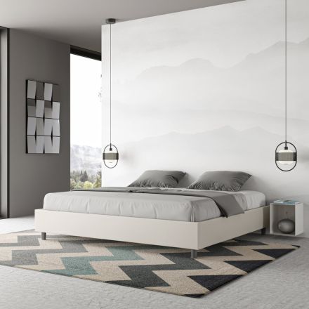 Letto Matrimoniale 180x200 cm Rivestito in Similpelle Made in Italy - Atleta Viadurini