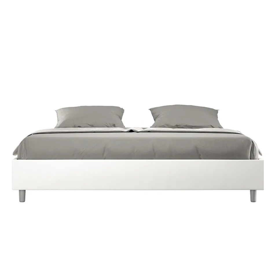 Letto Matrimoniale 180x200 cm Rivestito in Similpelle Made in Italy - Atleta Viadurini