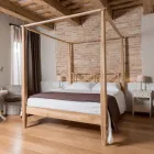 Letto Matrimoniale 180x200 con Baldacchino in Legno Teak Massello - Tempera Viadurini