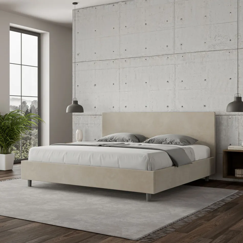 Letto Matrimoniale 190x200 cm con Testata in Microfibra Made in Italy - Pallone Viadurini