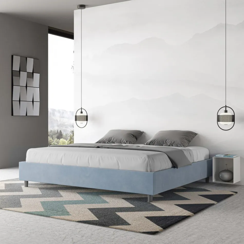 Letto Matrimoniale 190x200 cm Rivestito in Microfibra Made in Italy - Atleta Viadurini