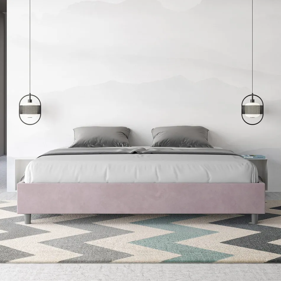 Letto Matrimoniale 190x200 cm Rivestito in Microfibra Made in Italy - Atleta Viadurini