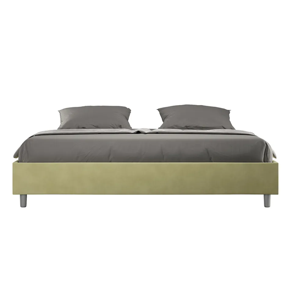 Letto Matrimoniale 190x200 cm Rivestito in Microfibra Made in Italy - Atleta Viadurini