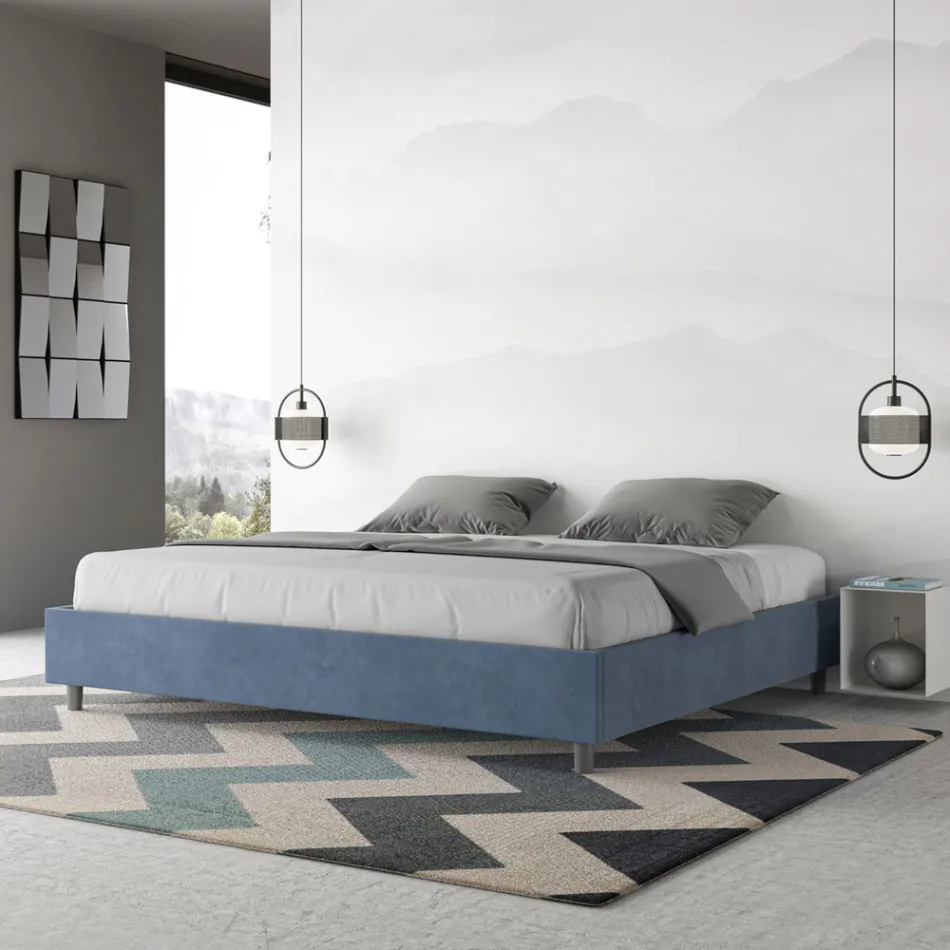 Letto Matrimoniale 190x200 cm Rivestito in Microfibra Made in Italy - Atleta Viadurini