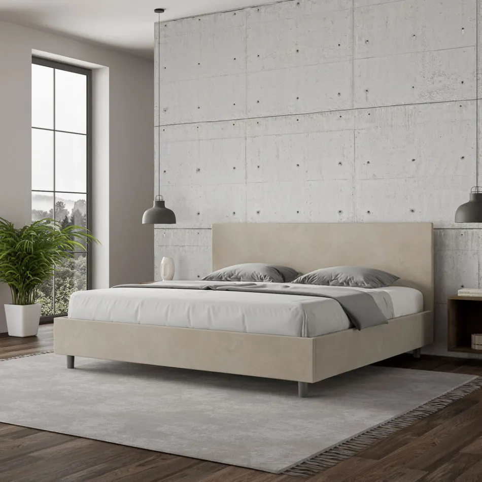 Letto Matrimoniale 200x200 cm con Testata in Microfibra Made in Italy - Pallone Viadurini