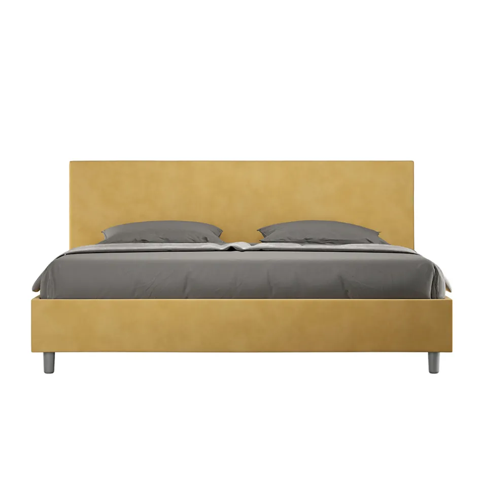 Letto Matrimoniale 200x200 cm con Testata in Microfibra Made in Italy - Pallone Viadurini