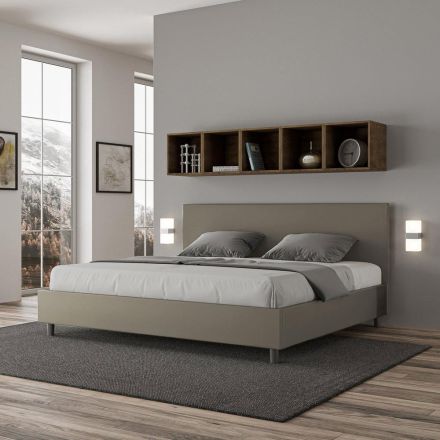 Letto Matrimoniale 200x200 cm con Testata in Similpelle Made in Italy - Pallone Viadurini