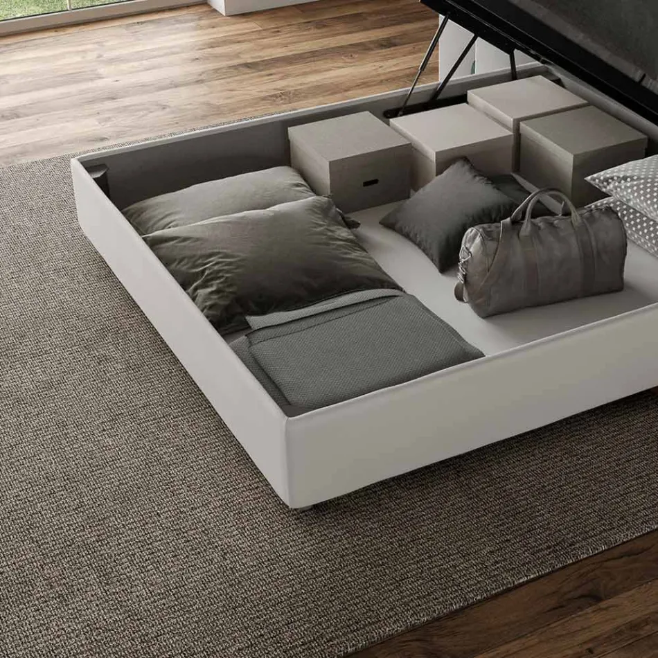 Letto Matrimoniale 200x200 cm Rivestito in Microfibra Made in Italy - Atleta Viadurini