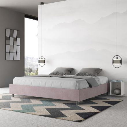 Letto Matrimoniale 200x200 cm Rivestito in Microfibra Made in Italy - Atleta Viadurini