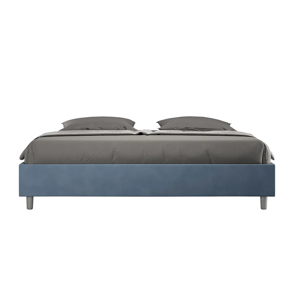 Letto Matrimoniale 200x200 cm Rivestito in Microfibra Made in Italy - Atleta Viadurini