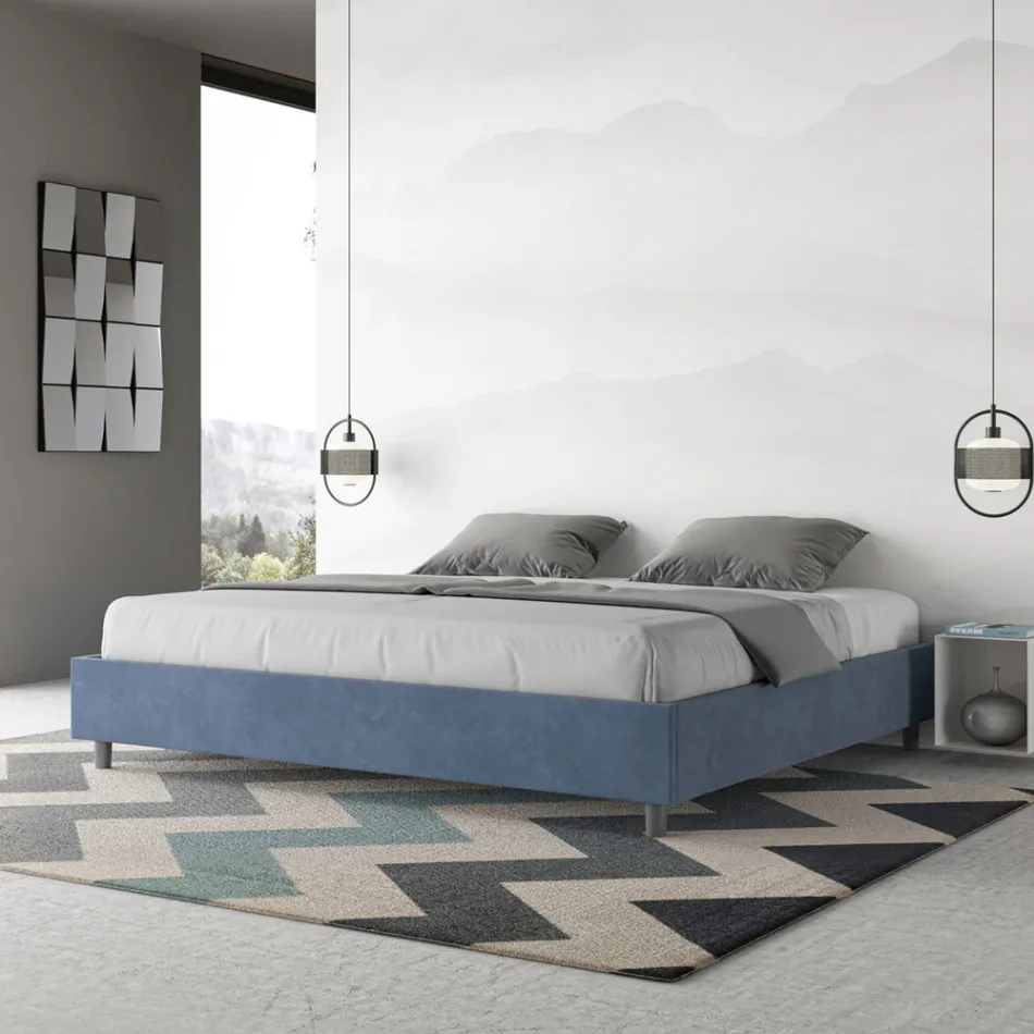 Letto Matrimoniale 200x200 cm Rivestito in Microfibra Made in Italy - Atleta Viadurini