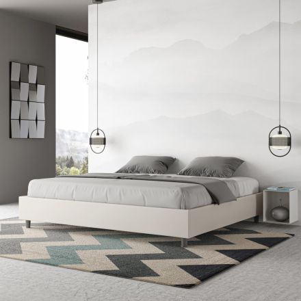 Letto Matrimoniale 200x200 cm Rivestito in Similpelle Made in Italy - Atleta Viadurini