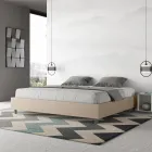 Letto Matrimoniale 200x200 cm Rivestito in Similpelle Made in Italy - Atleta Viadurini