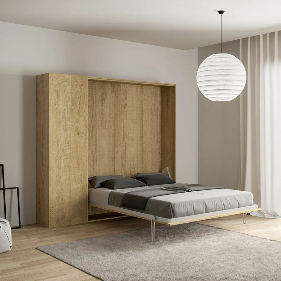 Letto Matrimoniale a Scomparsa Verticale con Colonna  - Magicompare Viadurini