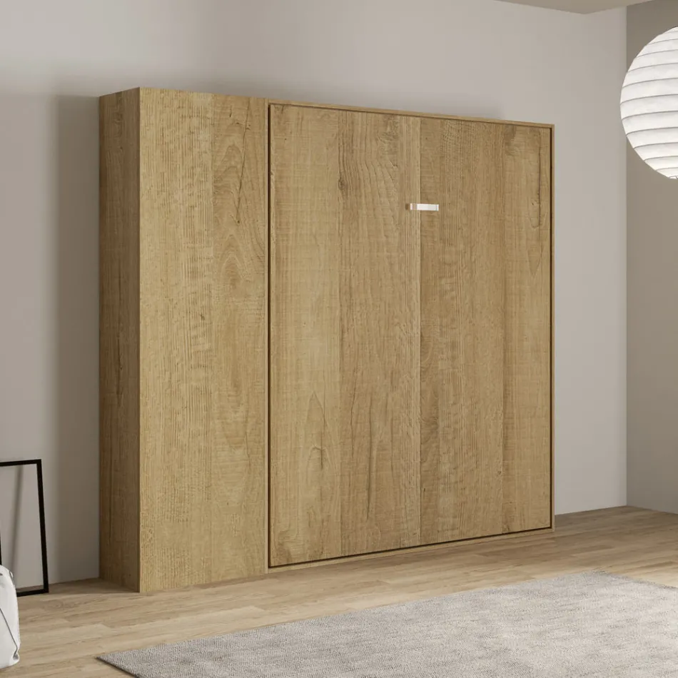 Letto Matrimoniale a Scomparsa Verticale con Colonna  - Magicompare Viadurini