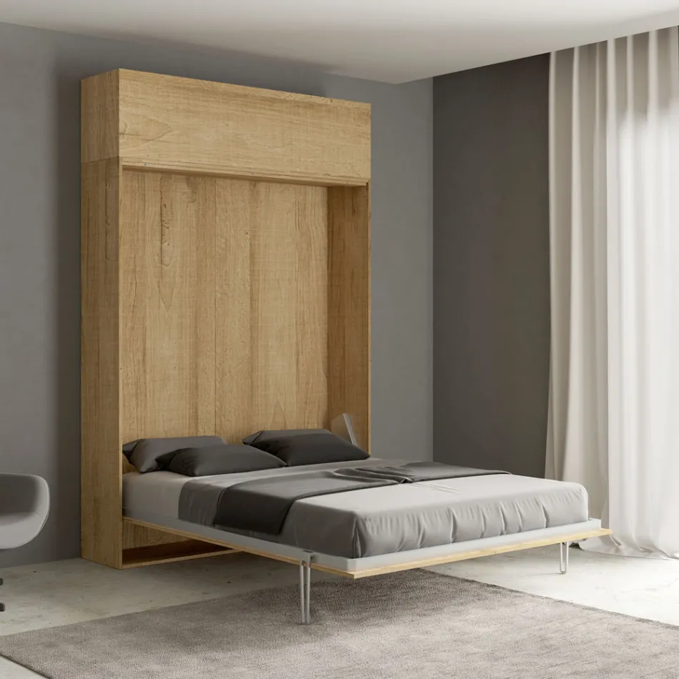 Letto Matrimoniale a Scomparsa Verticale con Pensile  - Magicompare Viadurini