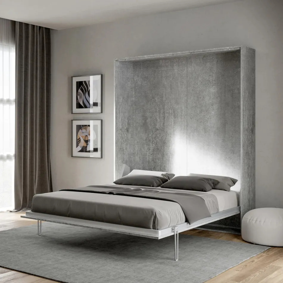 Letto Matrimoniale a Scomparsa Verticale in Diverse Finiture - Magicompare Viadurini