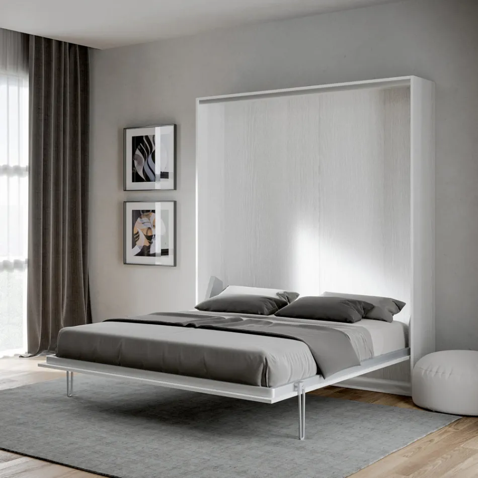 Letto Matrimoniale a Scomparsa Verticale in Diverse Finiture - Magicompare Viadurini