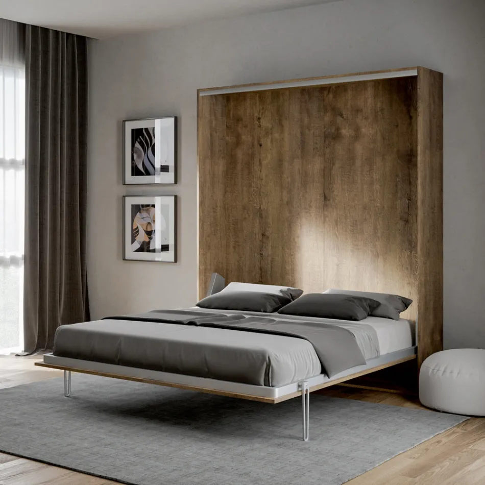 Letto Matrimoniale a Scomparsa Verticale in Diverse Finiture - Magicompare Viadurini
