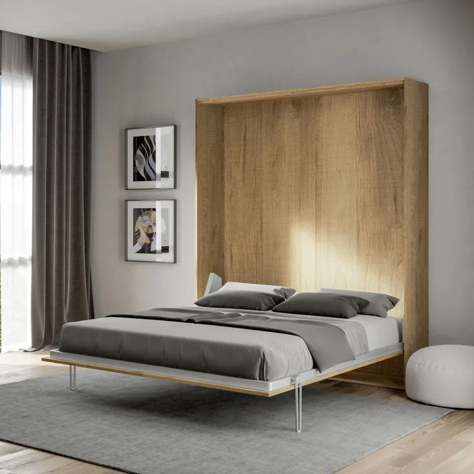 Letto Matrimoniale a Scomparsa Verticale in Diverse Finiture - Magicompare Viadurini