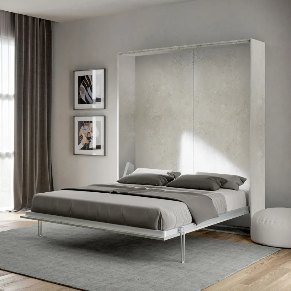 Letto Matrimoniale a Scomparsa Verticale in Diverse Finiture - Magicompare Viadurini