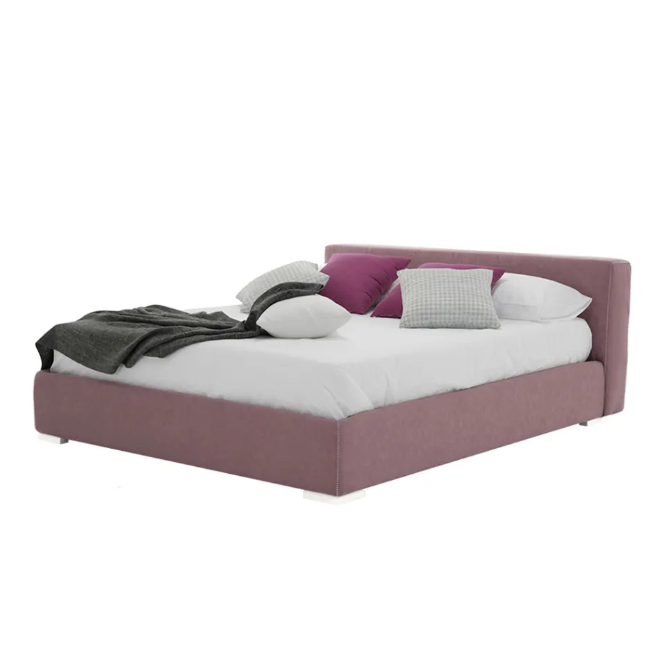 Letto Matrimoniale Basso con Box in Tessuto o Ecopelle Made in Italy – Soraia Viadurini