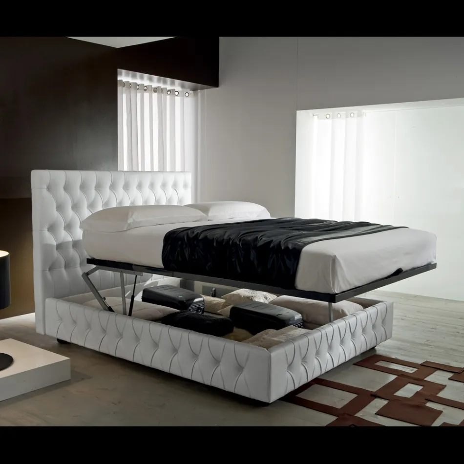 Letto Matrimoniale Capitonné con Contenitore Opzionale Made in Italy - Sciocco Viadurini