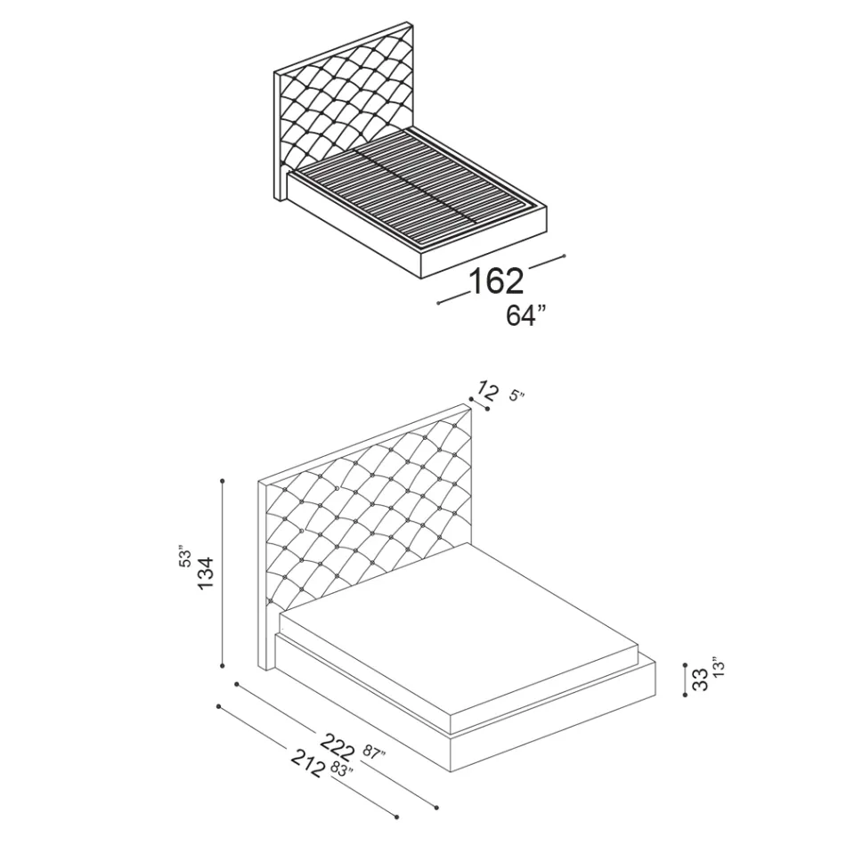 Letto Matrimoniale Capitonné con Contenitore Opzionale Made in Italy - Sciocco Viadurini