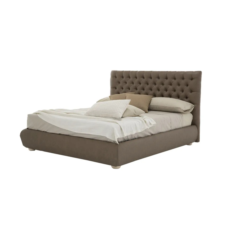 Letto Matrimoniale Classico con Box in Tessuto o Ecopelle Made in Italy – Libano Viadurini