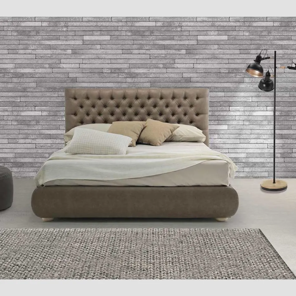Letto Matrimoniale Classico con Box in Tessuto o Ecopelle Made in Italy – Libano Viadurini