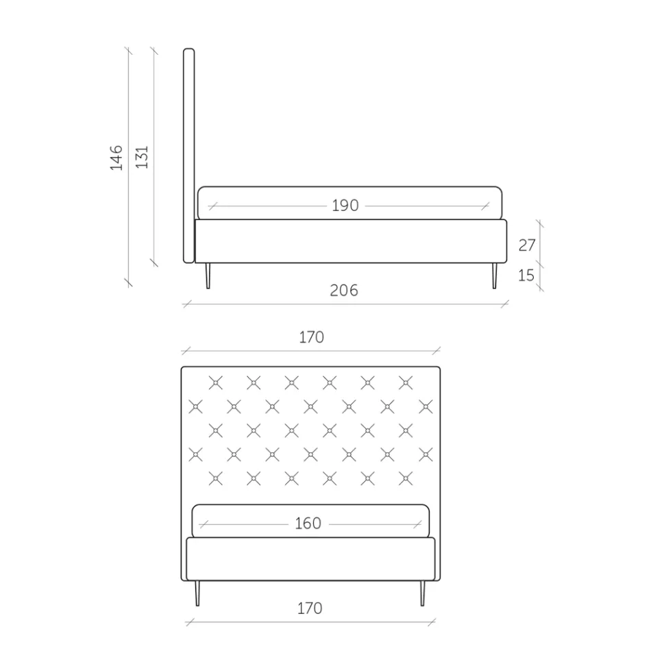 Letto Matrimoniale con Box Contenitore e Rete 160x190 Made in Italy - Sallie Viadurini