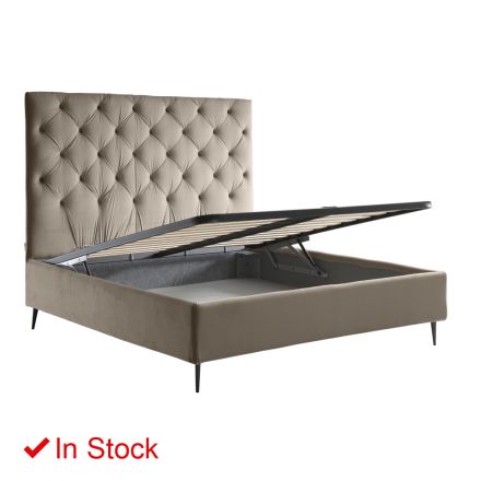 Letto Matrimoniale con Box Contenitore e Rete 160x190 Made in Italy - Sallie Viadurini
