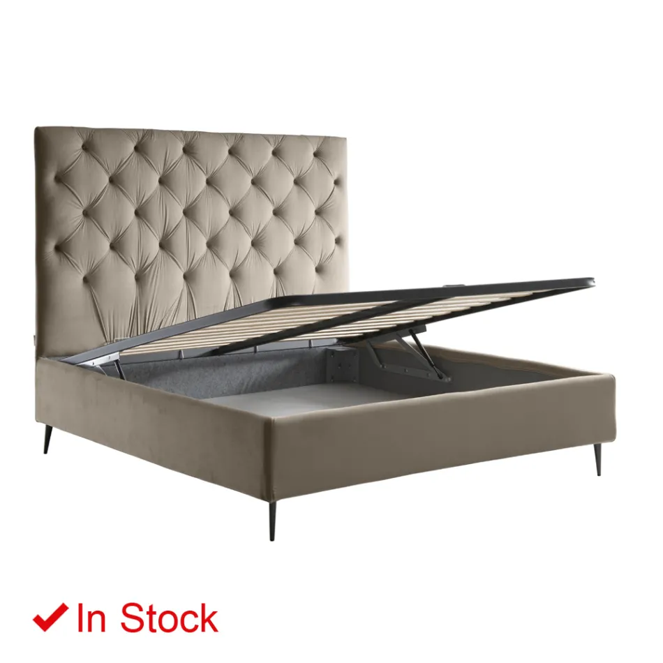 Letto Matrimoniale con Box Contenitore e Rete 160x190 Made in Italy - Sallie Viadurini
