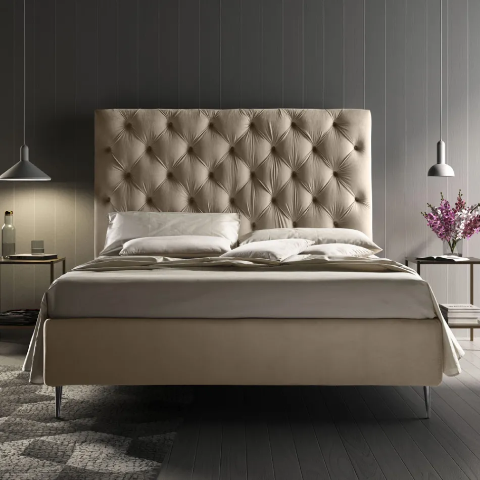 Letto Matrimoniale con Box Contenitore e Rete 160x190 Made in Italy - Sallie Viadurini