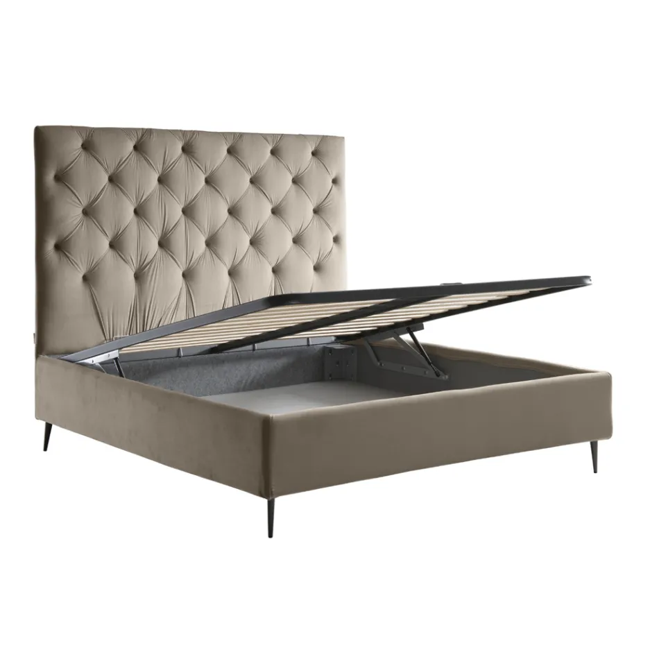 Letto Matrimoniale con Box Contenitore e Rete 160x190 Made in Italy - Sallie Viadurini