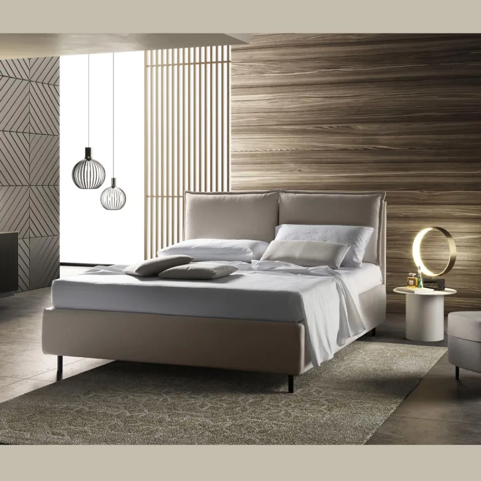 Letto Matrimoniale con Box Contenitore Realizzato in Italia - Ernesta Viadurini