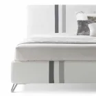Letto Matrimoniale con Cassettone Imbottito in Ecopelle Made in Italy – Paolo Viadurini