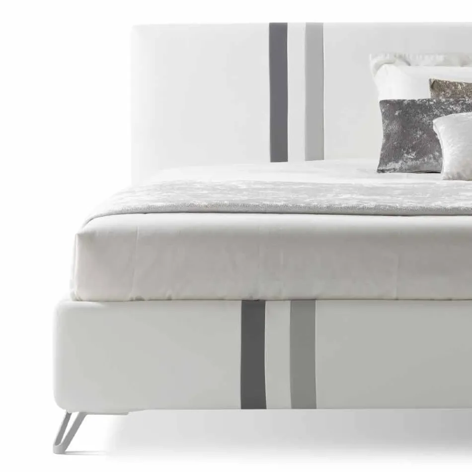 Letto Matrimoniale con Cassettone Imbottito in Ecopelle Made in Italy – Paolo Viadurini