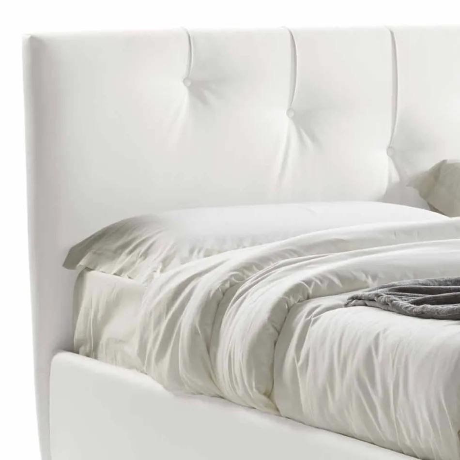 Letto Matrimoniale con Contenitore Imbottito Ecopelle Made in Italy – Maschera Viadurini