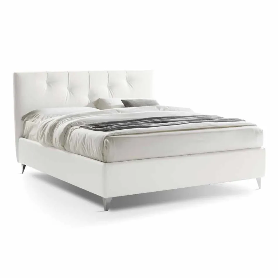 Letto Matrimoniale con Contenitore Imbottito Ecopelle Made in Italy – Maschera Viadurini