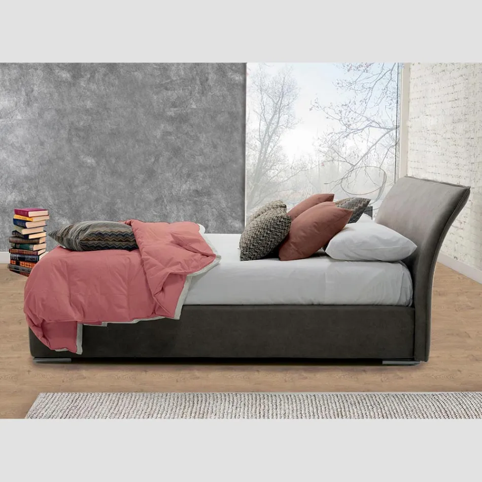 Letto Matrimoniale con Contenitore in Tessuto o Ecopelle Made in Italy – Doremì Viadurini