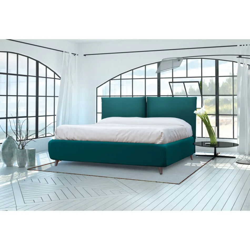 Letto Matrimoniale con Contenitore Opzionale e Piedini Made in Italy - Birba Viadurini