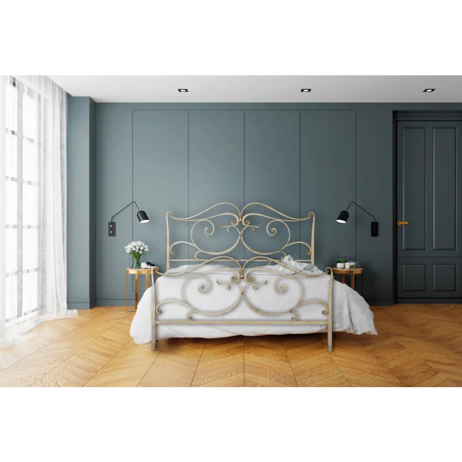 Letto Matrimoniale con Pediera Coordianata in Ferro Made in Italy - Penny Viadurini