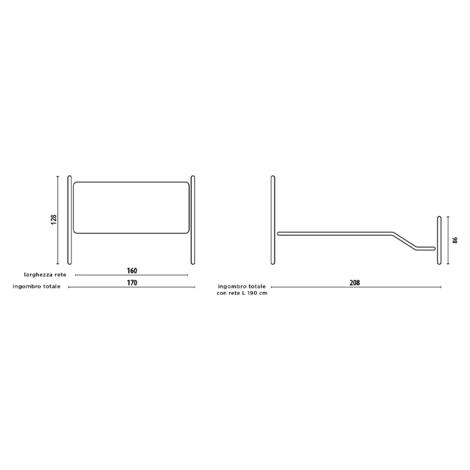 Letto Matrimoniale con Pediera Coordinata in Ferro Tubolare Made in Italy - Chic Viadurini