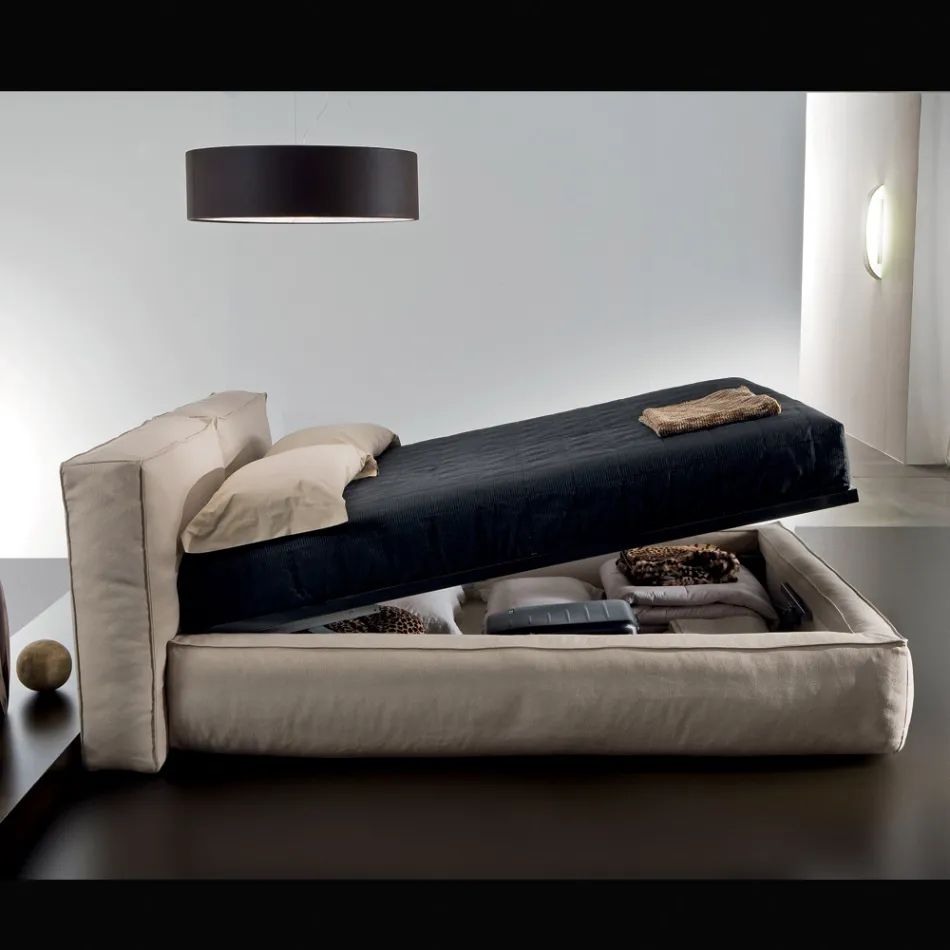 Letto Matrimoniale con Rete e Contenitore Opzionale Made in Italy - Ribelle Viadurini